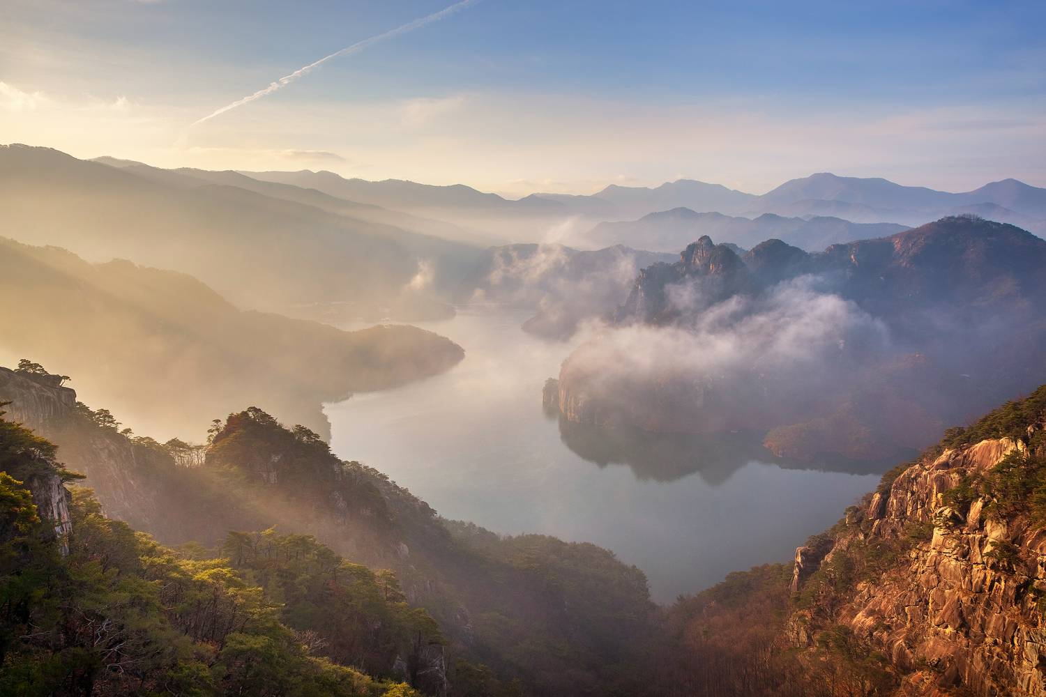 mountain, tree, nature, clouds, autumn, top, Jaeyoun Ryu