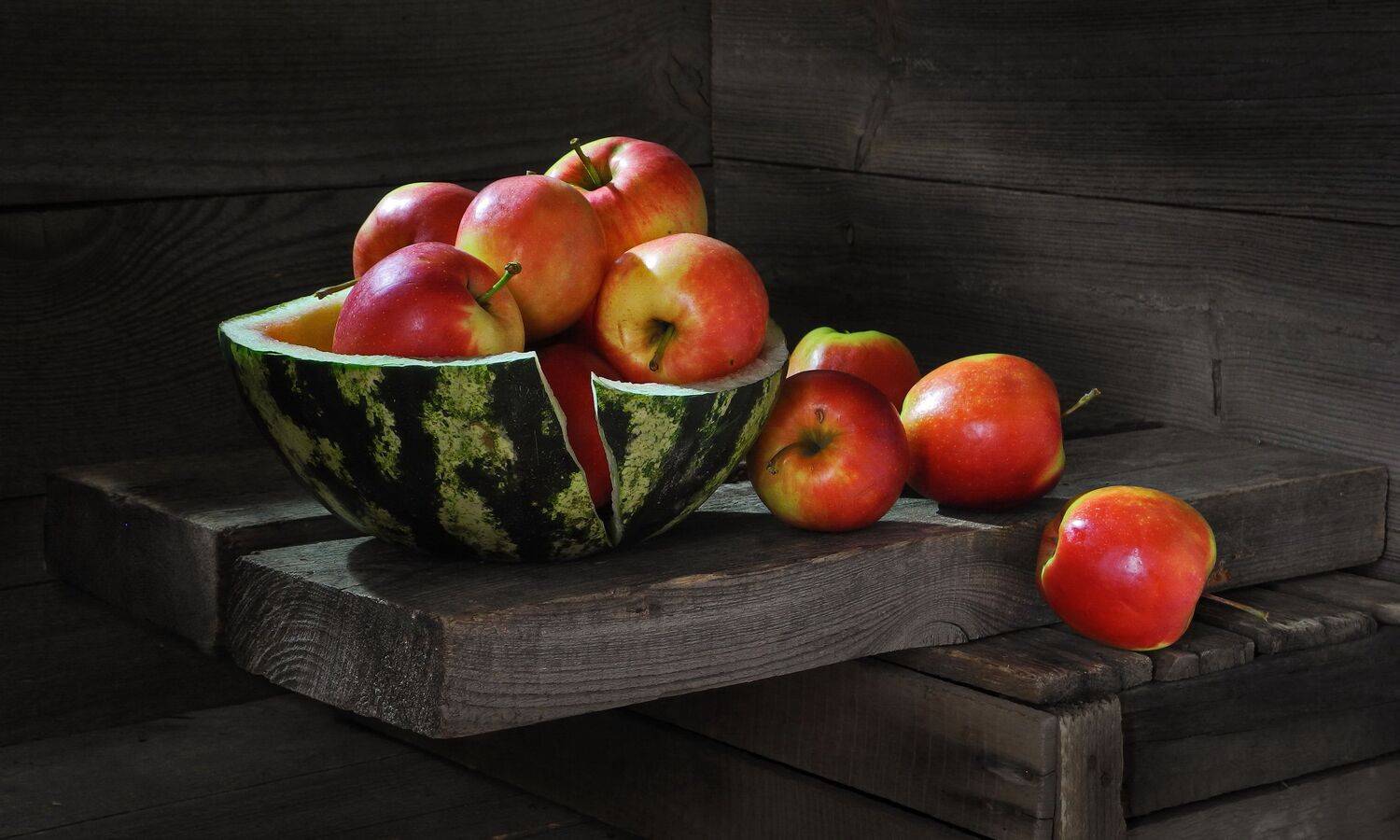 арбуз ягоды яблоки фрукты сад бахча натюрморт, Сергей Фунтовой