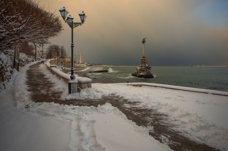 крым, севастополь, зима, crimea, landscape,  городской пейзаж, морской пейзаж В Севастополе холода... фото превью