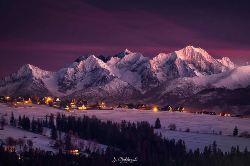 mountains, tatras, tatry, sunset, blue hour, contrasts, snow, winter After sunset фото превью