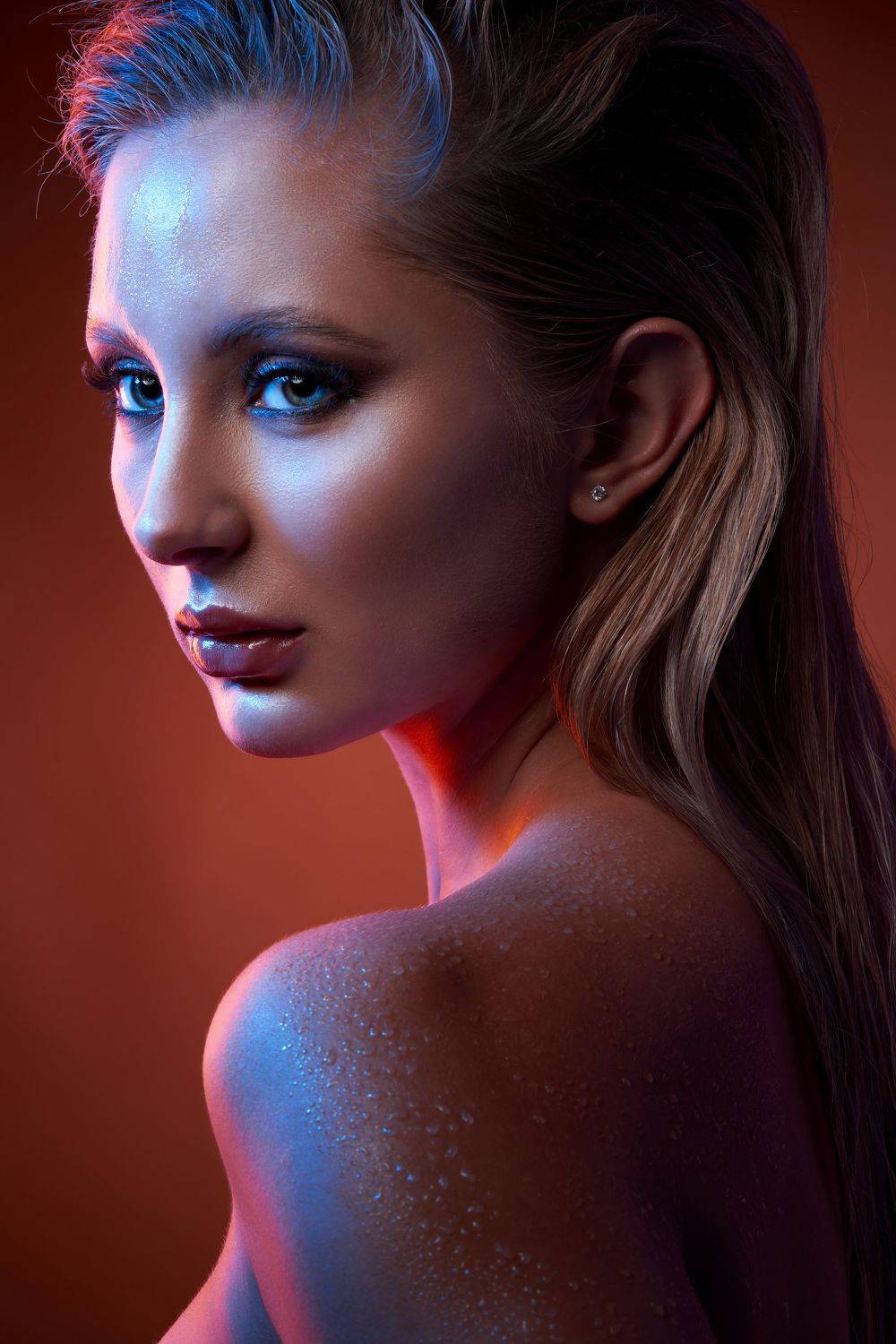 woman, portrait, girl, red, makeup, closeup, fashion, fashionable, cute, attractive, face, Евгений Кириллов