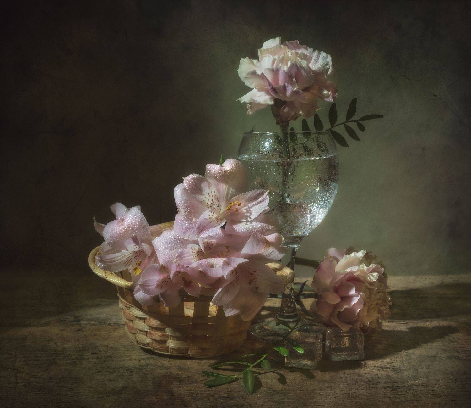 розовый,цветы,нежность,бокал,капли, Владимир Володин