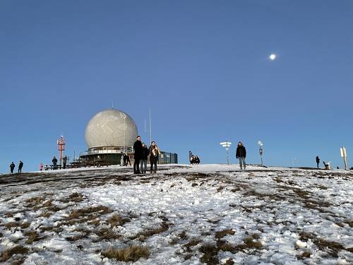 observatory on top of winter mountain Rhoen Rhön Hesse Germany
