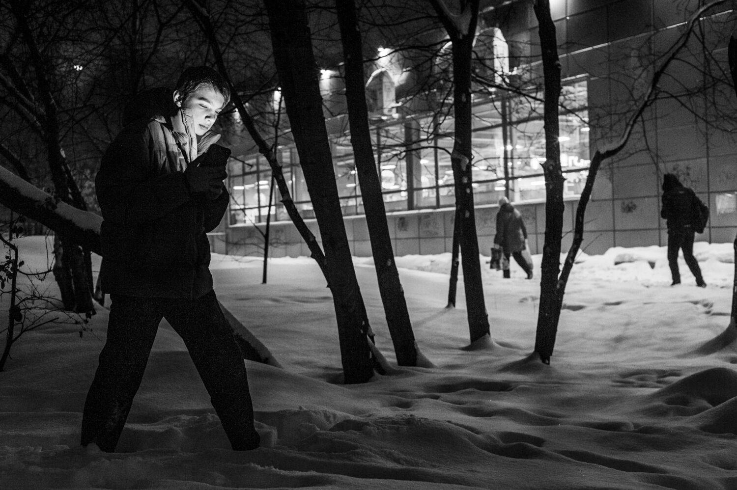 Снег, улица, люди, город, Виктор Черкасов