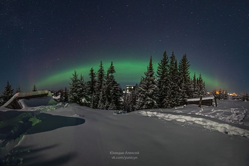 Северное сияние с.Верхняя Тойма Архангельская обл. фото превью