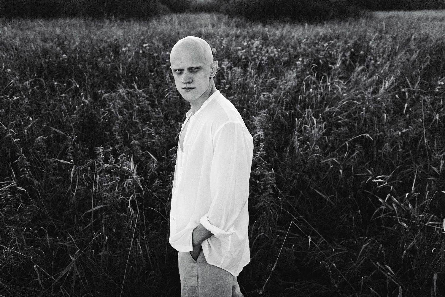 portrait, black and white, outside, Aleksandr Balakin