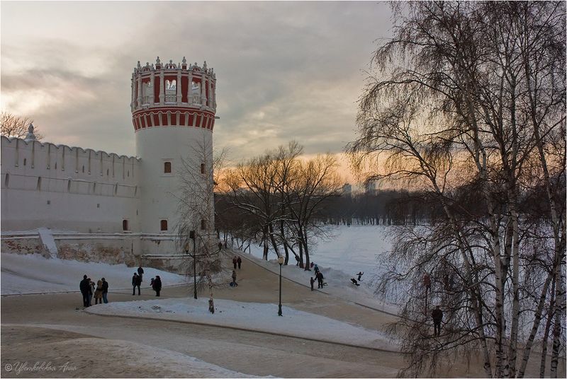 город, архитектура, москва, зима, вечер, новодевичий монастырь *** фото превью