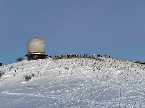 observatory on top of winter mountain Rhoen Rhön Hesse Germany