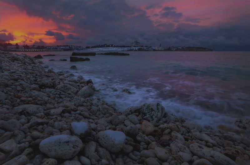 крым, севастополь, зима, crimea, landscape, городской пейзаж, морской пейзаж, херсонес, бухта карантинная Январский закат... фото превью