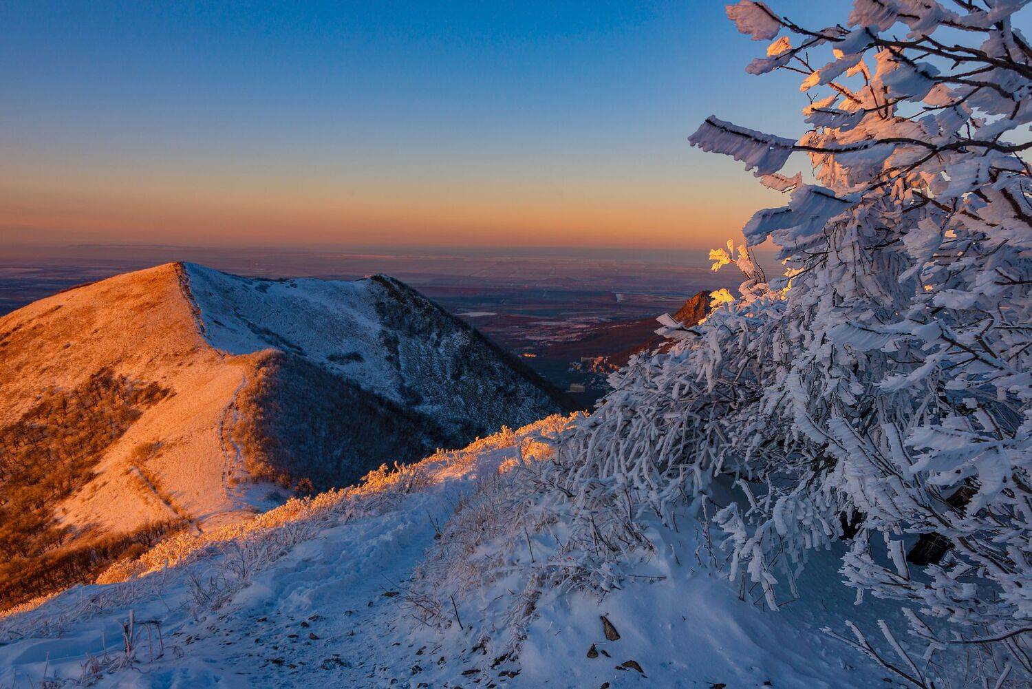 закат,зима,бештау,гора,кмв,пейзаж, Елена Брежицкая