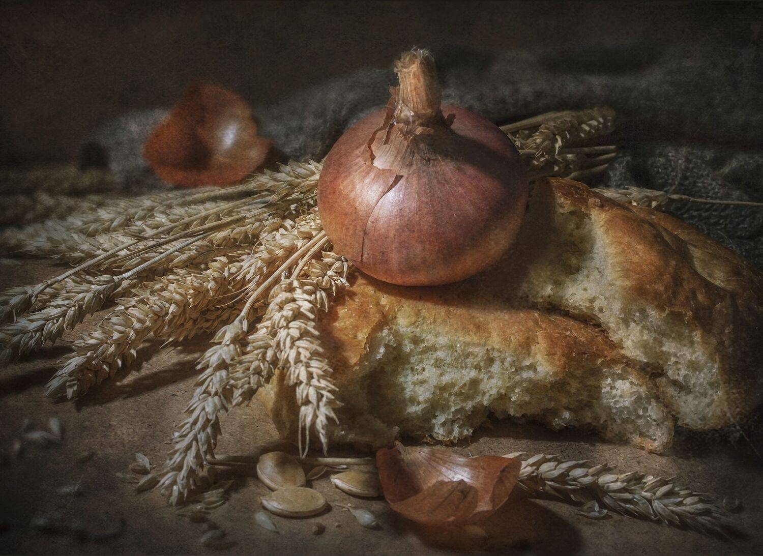хлеб, лук, деревня, колосья, теплый, Владимир Володин