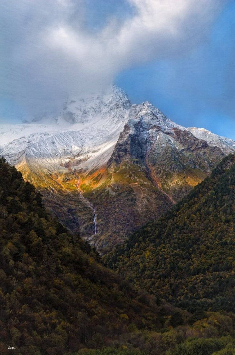 Горы, Кавказ, Лес, Осень, Северная осетия, Утро, Сергей Лукашенко
