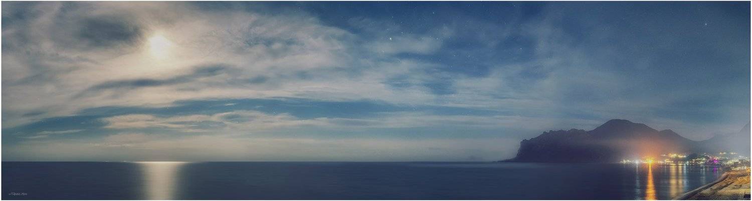 Коктебель, Крым, Луна, Море, Ночь, Панорама, Полнолуние, Чёрное море, Jazz Man