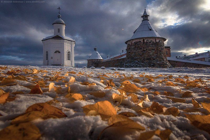 Зима, Монастырь, Осень, Остров, Острова, Соловецкие, Соловки, Церковь Зимняя осень фото превью