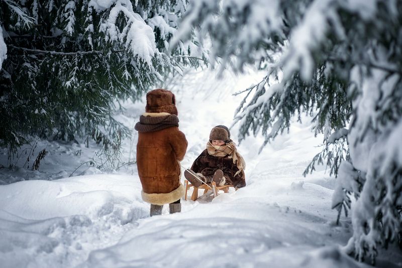 На санках фото превью