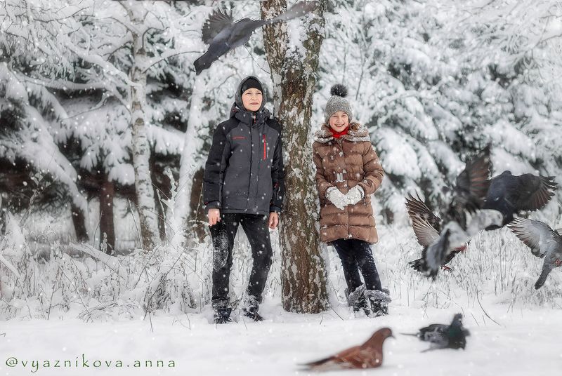 фотограф Лисичанск, Лисичанск , фотограф в Лисичанске, фотограф Северодонецк, зимняя фотосессия, фотосессия на природе. Анна Вязникова, детский фотограф, фотосессия в лесу, снег, В окружении дикой природы фото превью