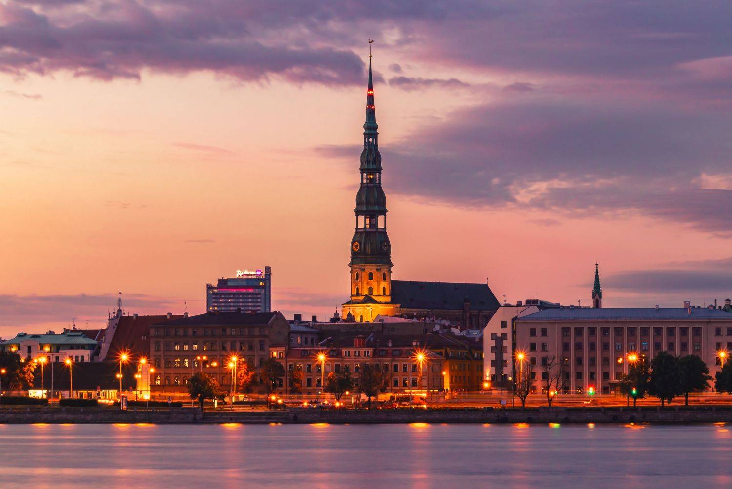 рига, латвия, церковь, закат, Парфентьев Антон