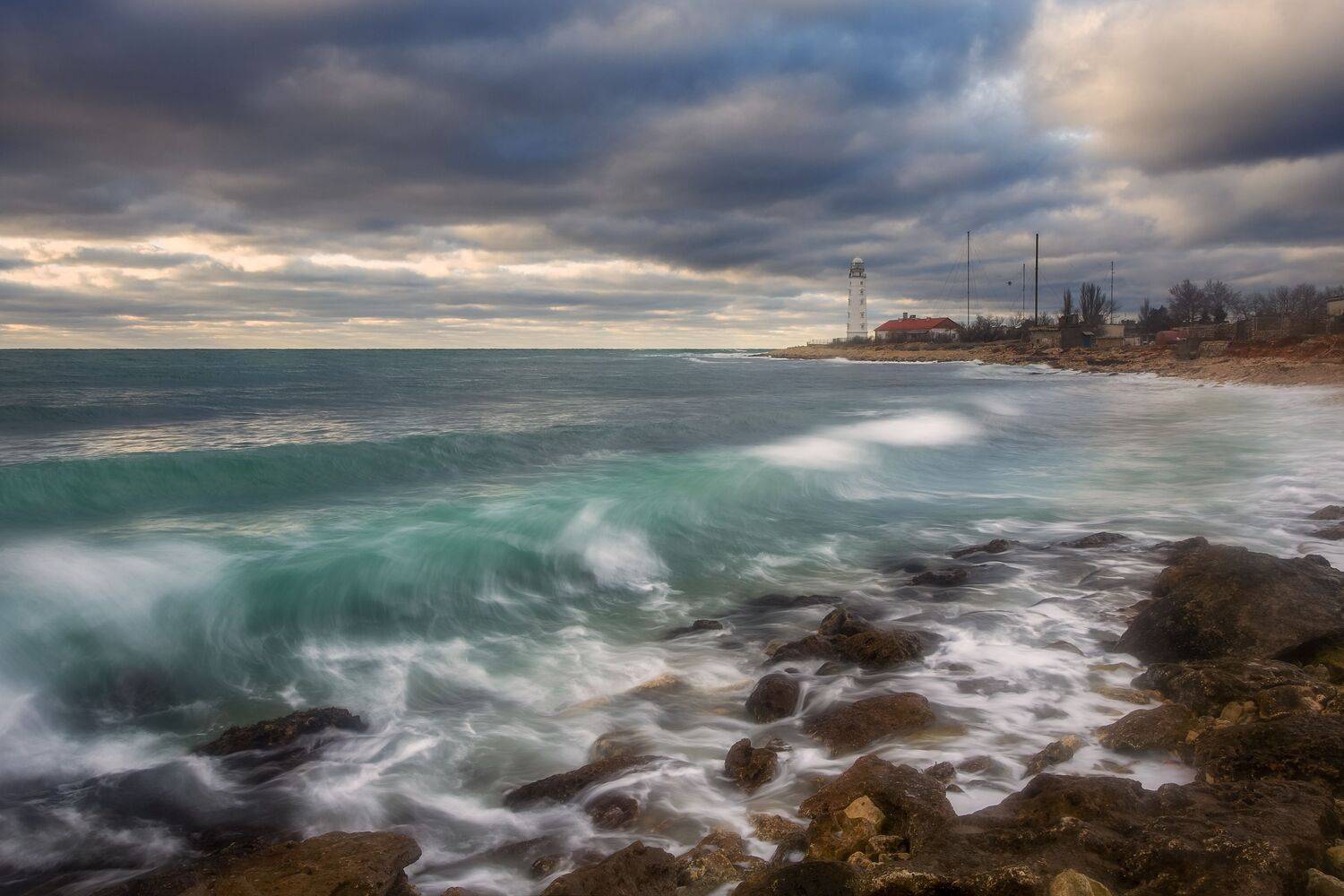 закат, пейзаж, севастополь, шторм, зима, крым, море, небо, маяк, Екатерина Дмитренко
