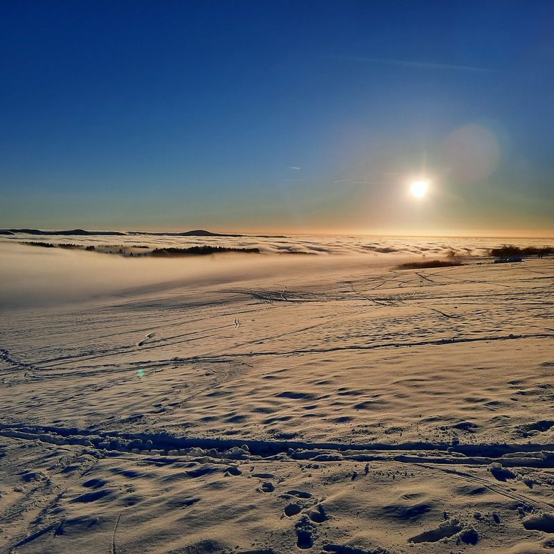 snow, winter, sky, ice, nature, landscape, cold, mountain, sea, white, water, clouds, view, frozen, cloud, ocean, aerial, travel, frost, snowy, outdoors, season, mountains, environment, weather sunset in the snow on top of winter mountain Rhoen Rhön Hesse Germany фото превью