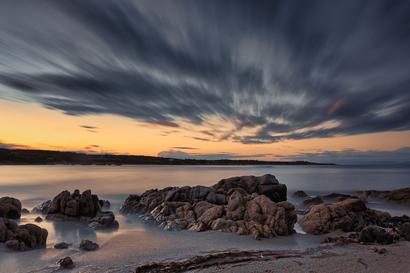 sunrise; corsica; skylight; long exposure; clouds; seascape; rocks Sunrise in Corsica фото превью