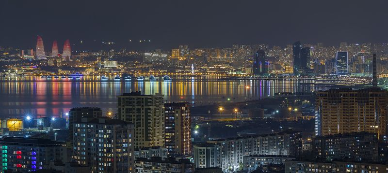 город,архитектура,cityscape,night Огни города Баку фото превью