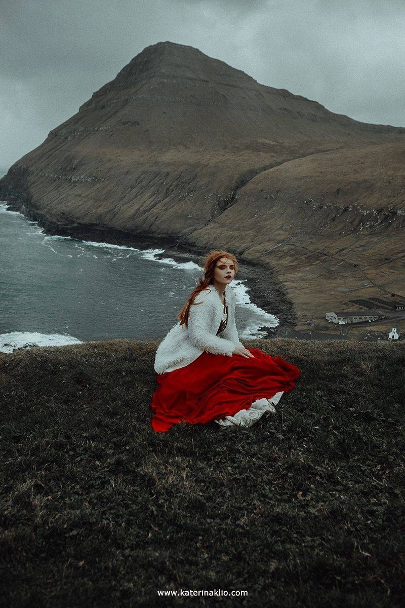 ginger,ocean,portrait,redhead,woman,model,lady,wild,wind,rain,storm,mood, waterfall,fairy,scandinavian,myth,valkyrie,woman,model,faroe,wild,island,cold, Катерина Клио
