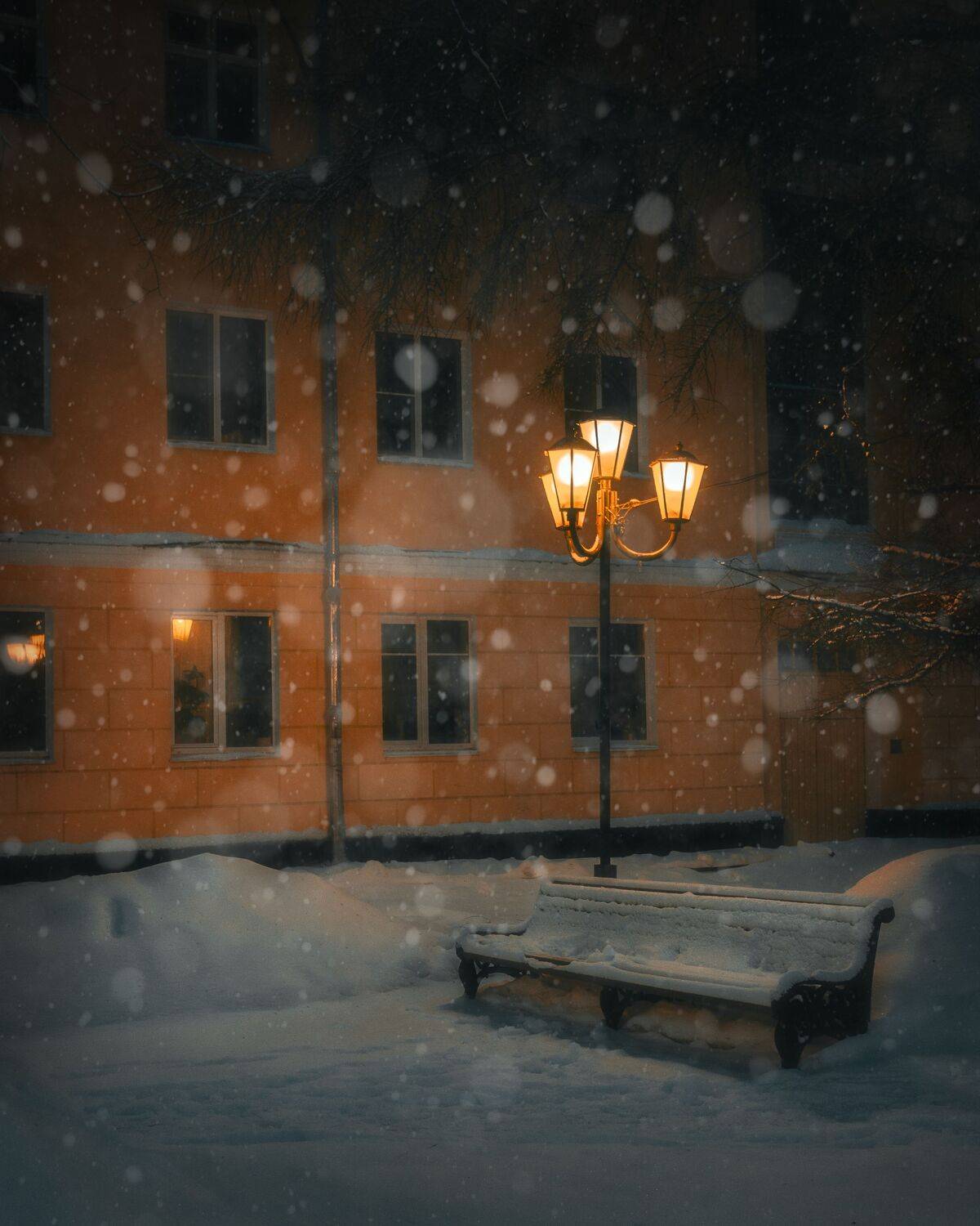 сон, настроение, зимнее настроение, город, ночь, зима, снегопад, Мартыненко Дмитрий