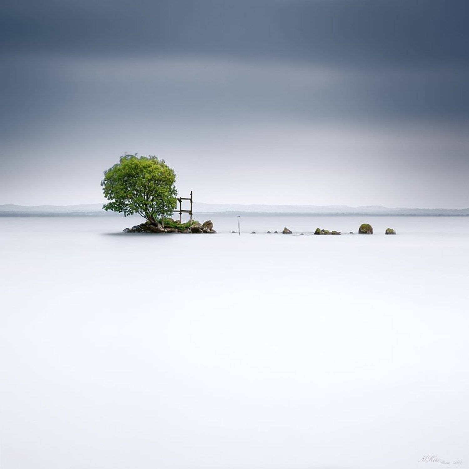 Island, Long exposure, Lough Neagh, Northern ireland, Stones, Tree, Marius Kastečkas