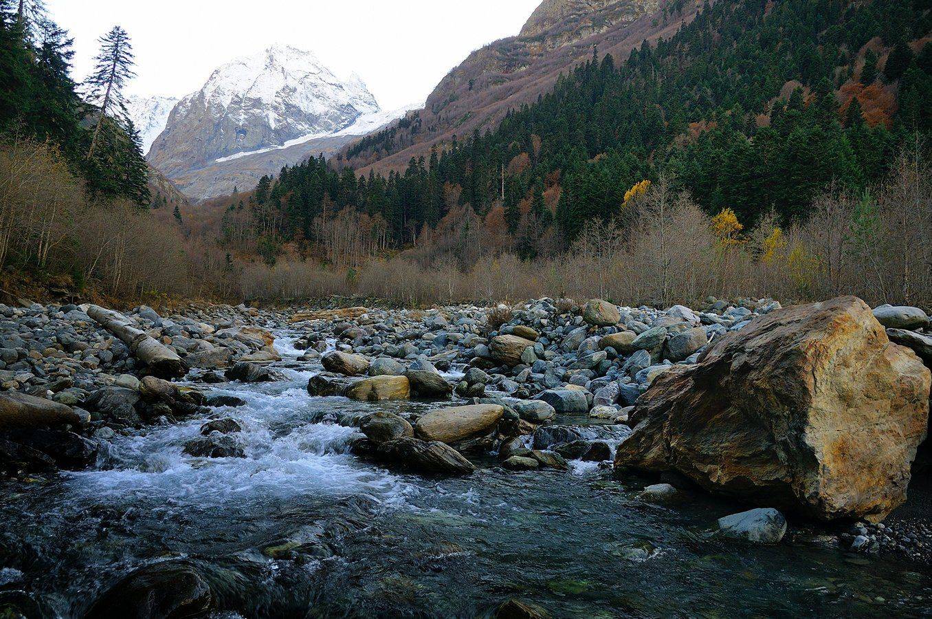 горы, каньон, река, лес, камни, Serj Master