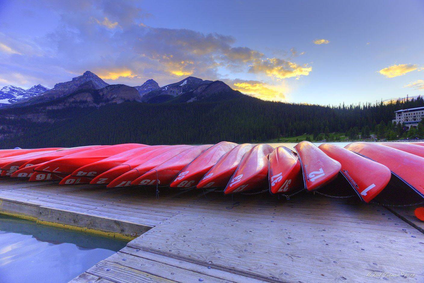 Boaats, Lake, Mountains, Summer, Sunset, Michael Latman
