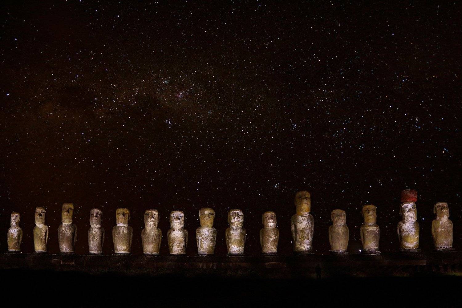 Звезды, Млечный путь, Моаи, Ночь, Остров пасхи, Чили, Sam