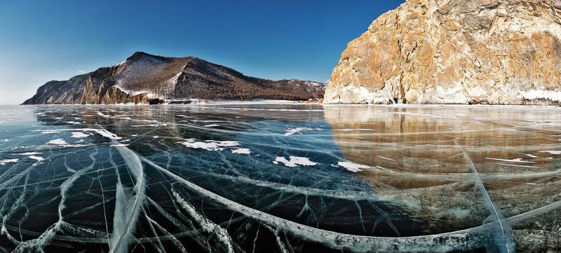 Байкал, Зима, Лед, Ольхон, Панорама, Утро Байкальские печеньки ) фото превью