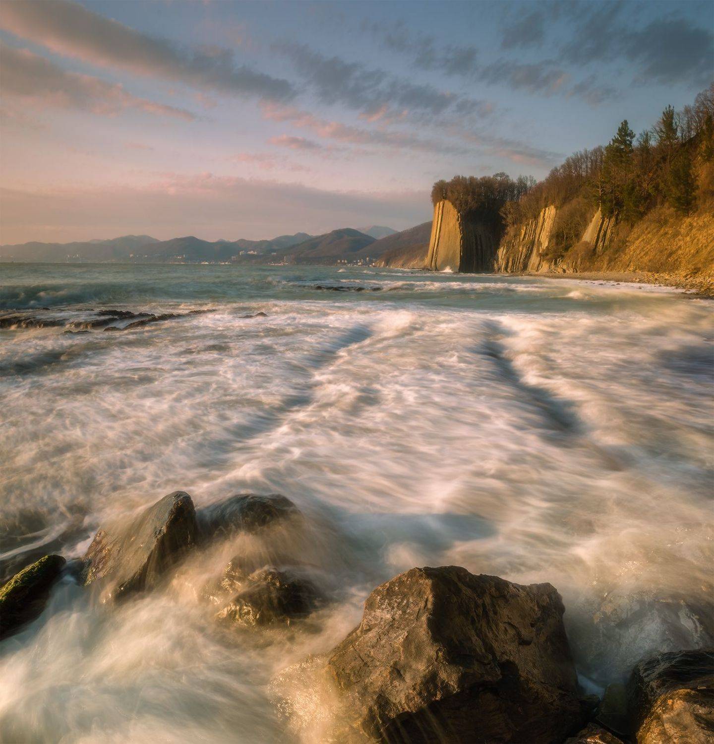 черное море, туапсе, скала киселёва, февраль,  вечер,закат, Николай Мысливцев