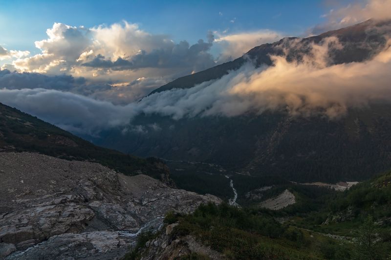 горы, альпинизм, кавказ, ледники и тихо вечер опускался... фото превью