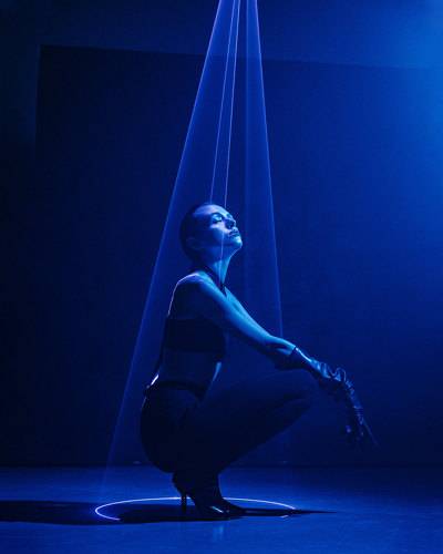 In blue