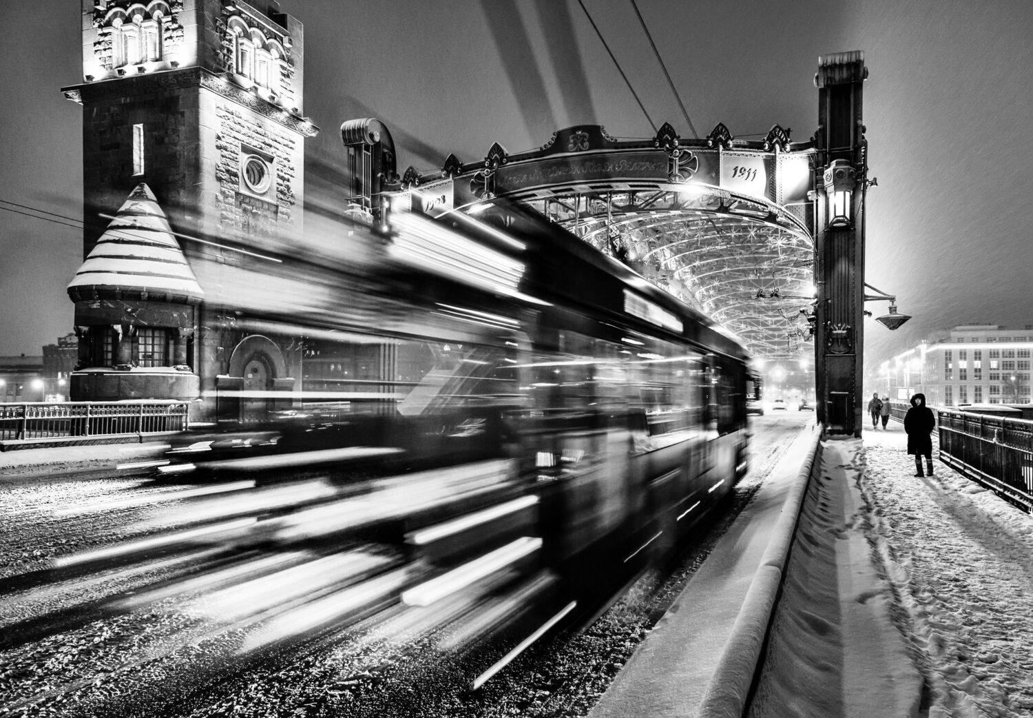 санкт-петербург, мост, троллейбус, снег, Байдуков Александр