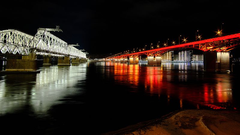 мосты, ночной город Мосты в ночи фото превью