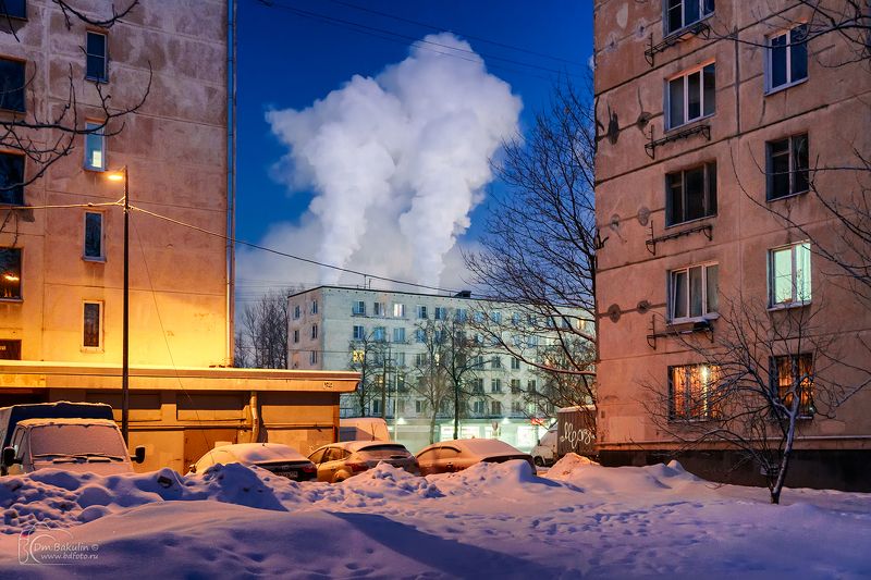 санкт-петербург, автово Морозный вечер в Автово фото превью