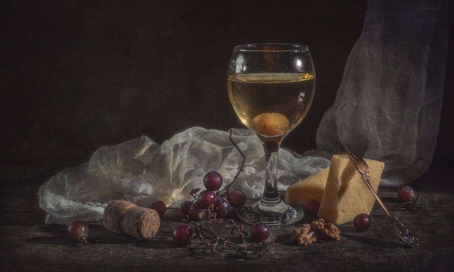 бокал,виноград,орехи,сыр,скромность, Владимир Володин