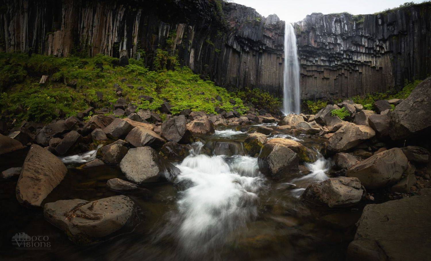 waterfall,volcanic,basalt,rocks,stream,river,iceland,svartifoss,summer,panoramic,panorama, Adrian Szatewicz