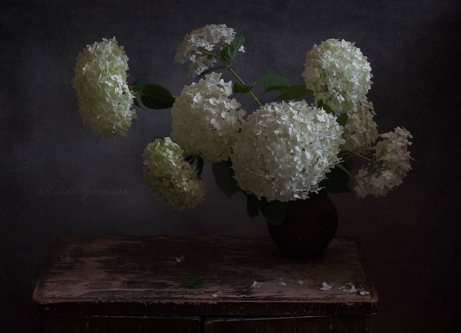 гортензия, цветы, натюрморт, букет, Елена Рубинская