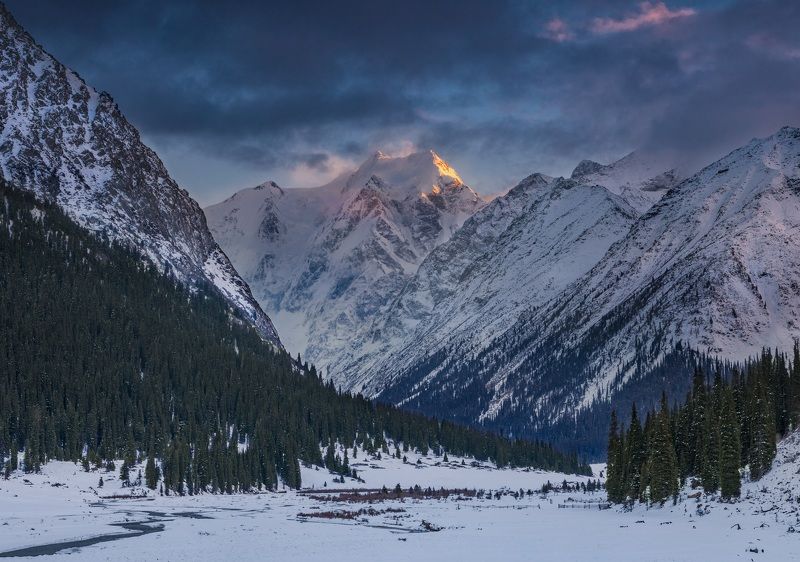 пейзаж, закат, горы, кыргызстан Пик Ельцина фото превью