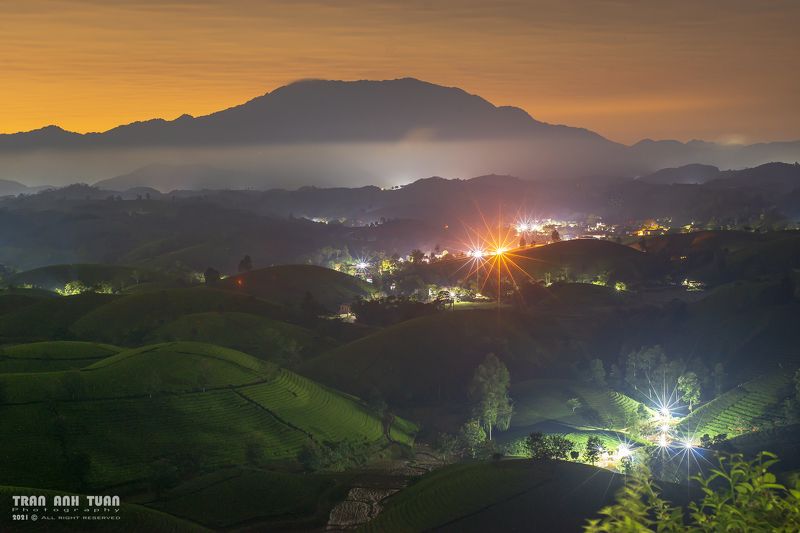 Asian, Vietnam, Landscape, night, NikonD800 The night at Long Coc tea hill фото превью
