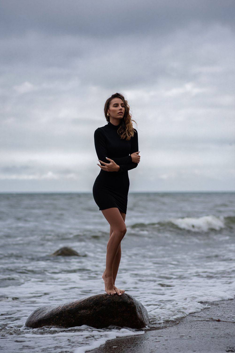 portrait, woman, summer, sea, sky, dress, mood, people, waves, Tomas Masoit