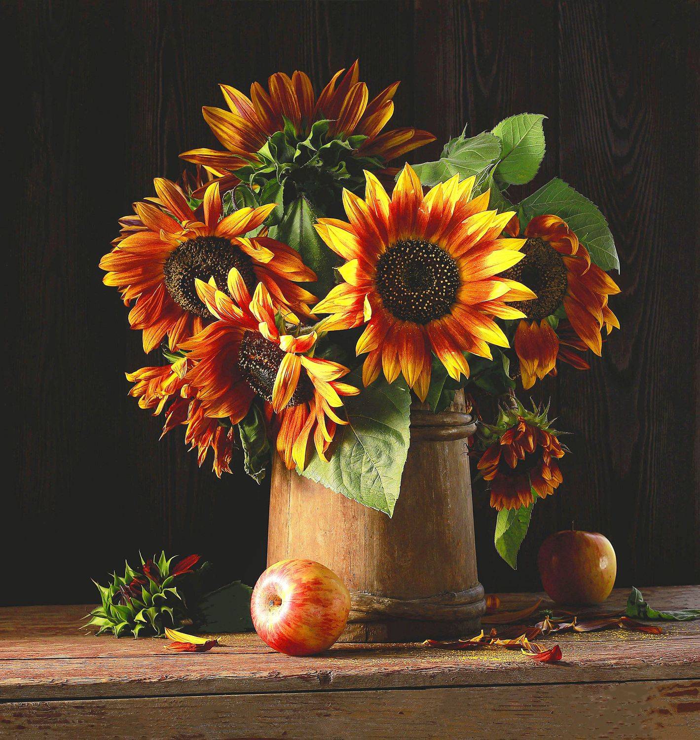 натюрморт, фотонатюрморт, лето, яблоки, подсолнухи, наталья казанцева, Наталья Казанцева