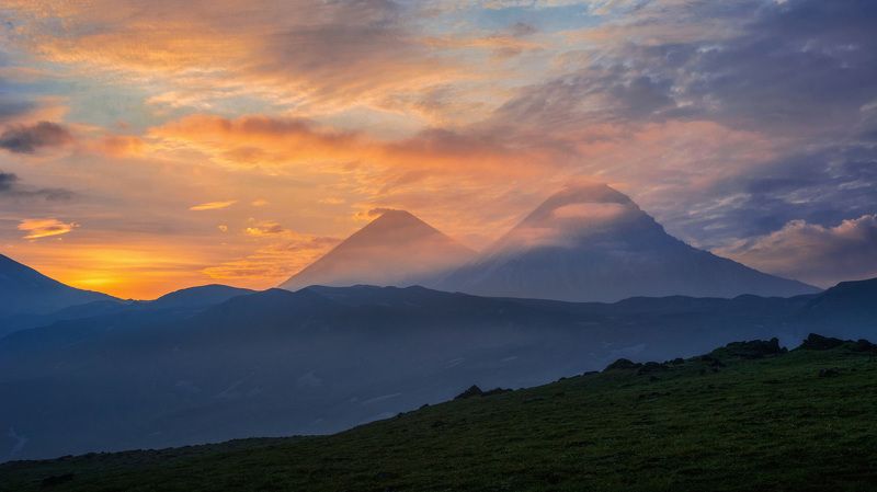 камчатка,рассвет,вулкан,kamchatka,vulkan утром в долине великанов фото превью