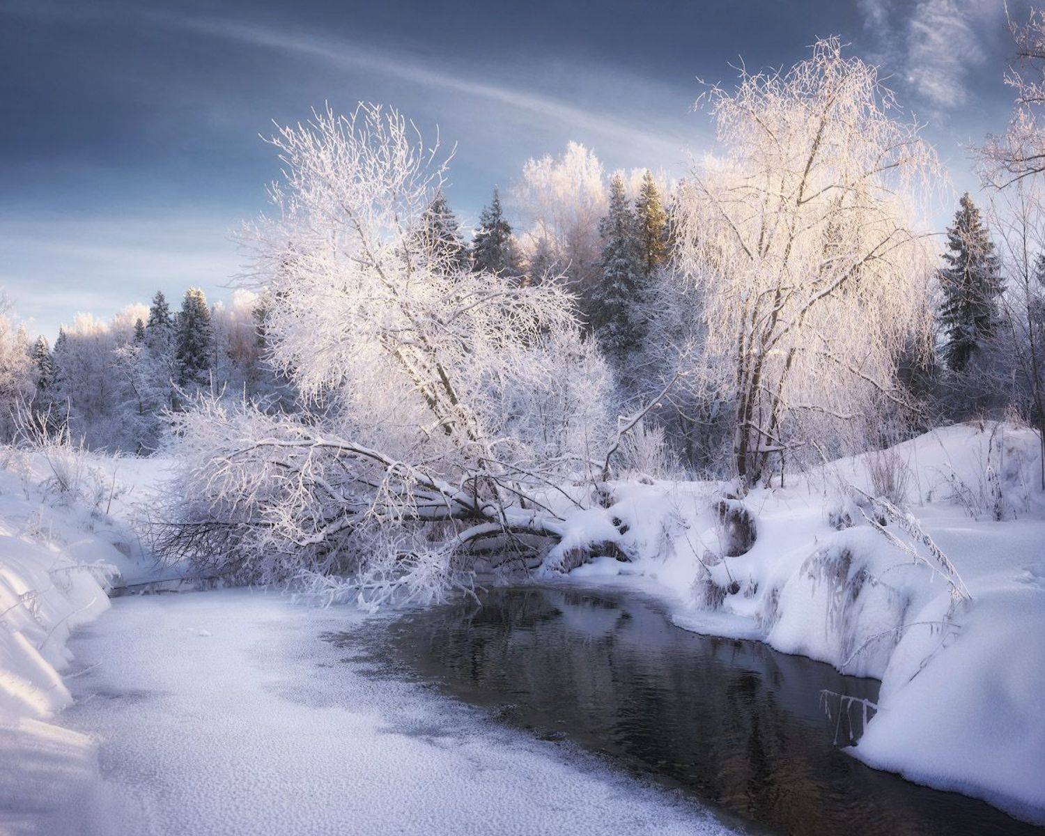 зима, река, иней, Дмитрий Медянцев