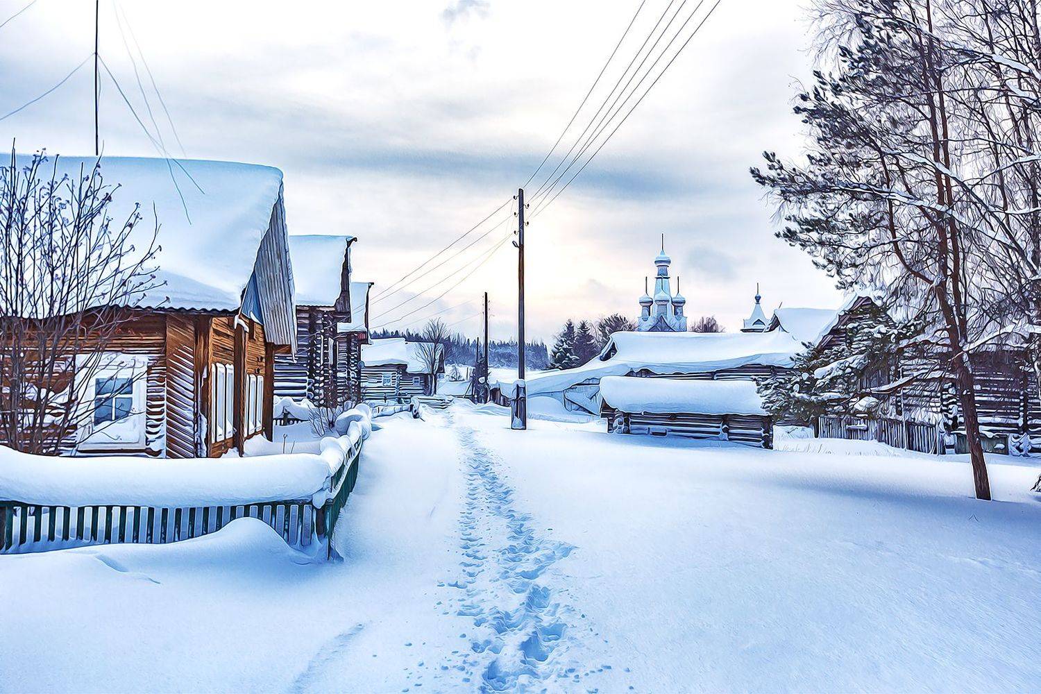 кимжа, снег, закат, Владимир Липецких