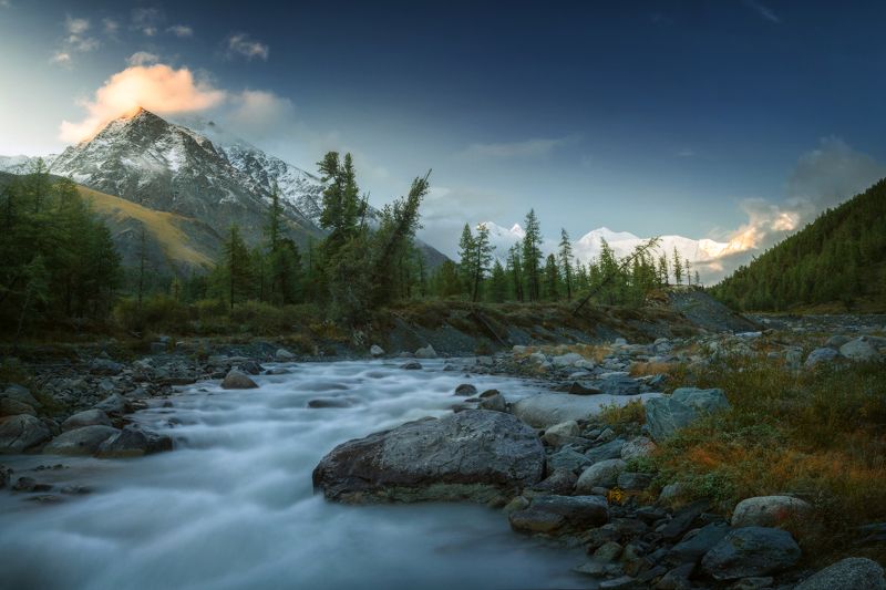 алтай, озеро, горы, лес, природа, закат, рассвет, красота, приключения, путешествие Аккемские рассветы фото превью