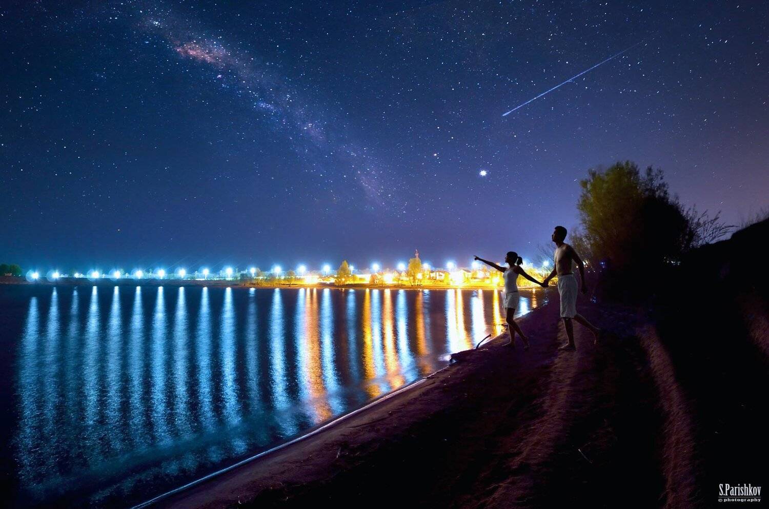 Lake, Love, Nature, Night, Parishkov, Stars, Water, Влюбленные, Вода, Двое, Звезды, Любовь, Ночь, Озеро, Парышков, Природа, Парышков Сергей
